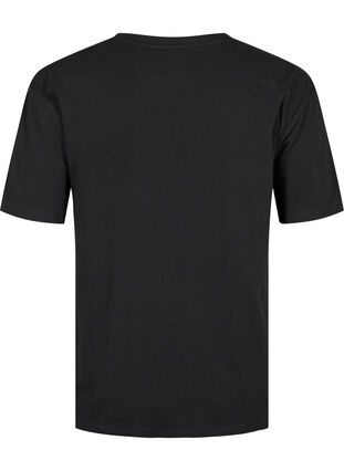 T-shirt in biologisch katoen met similistenen, Black, Packshot image number 1