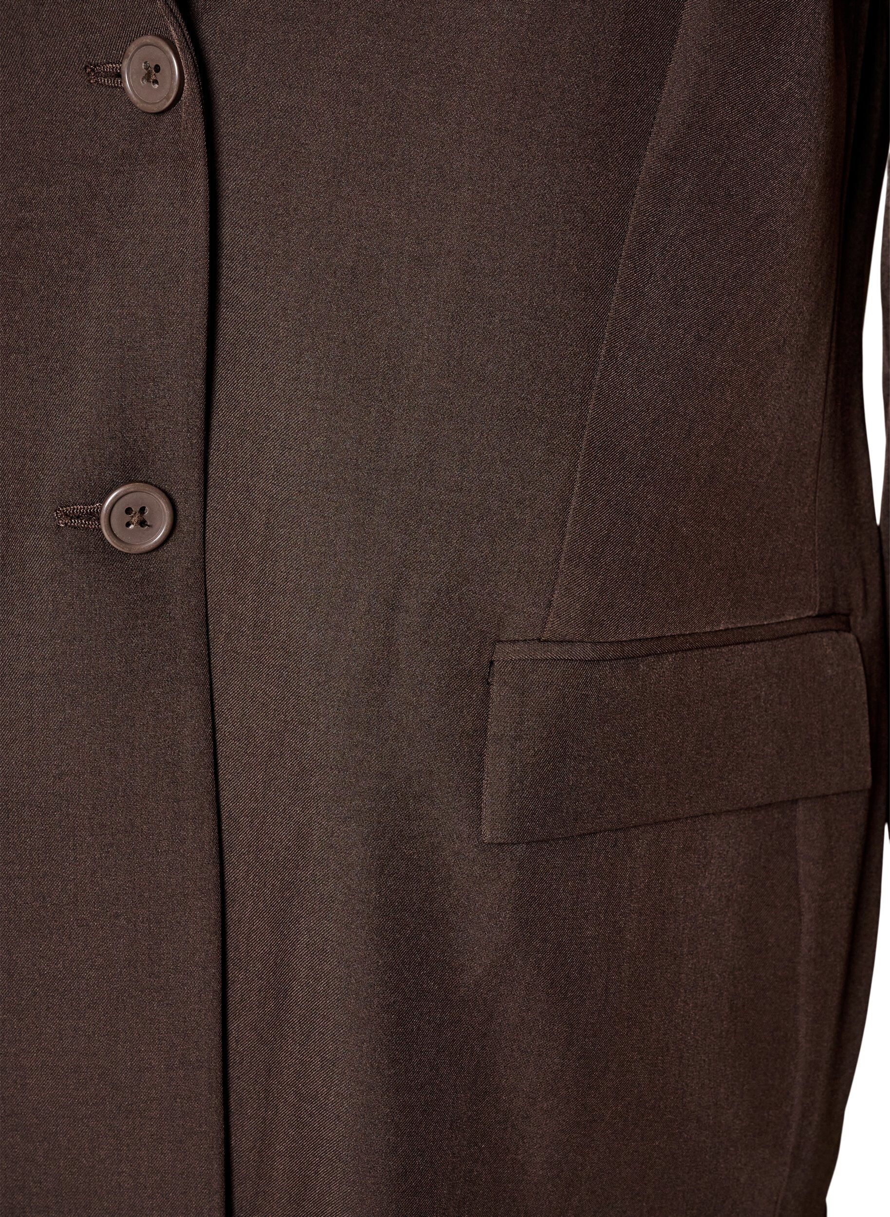 ZizziBlazer met zakken en splitten, Bruin, Packshot image number 2