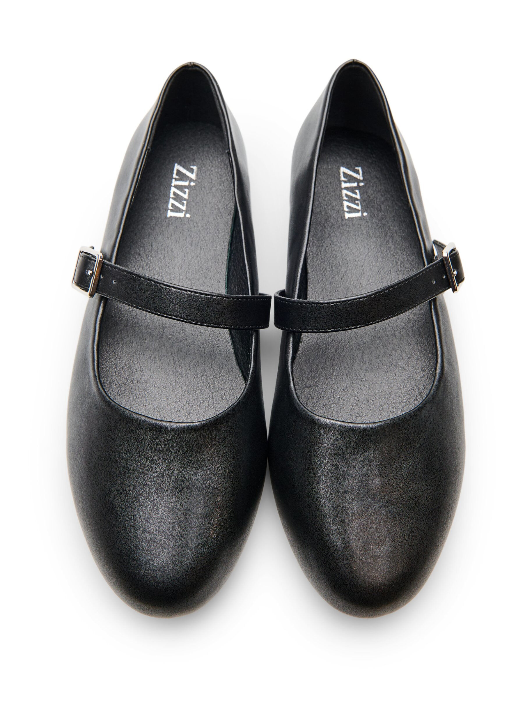 Zizzi Ballerina van imitatieleer met bandje, Zwart, Packshot image number 3