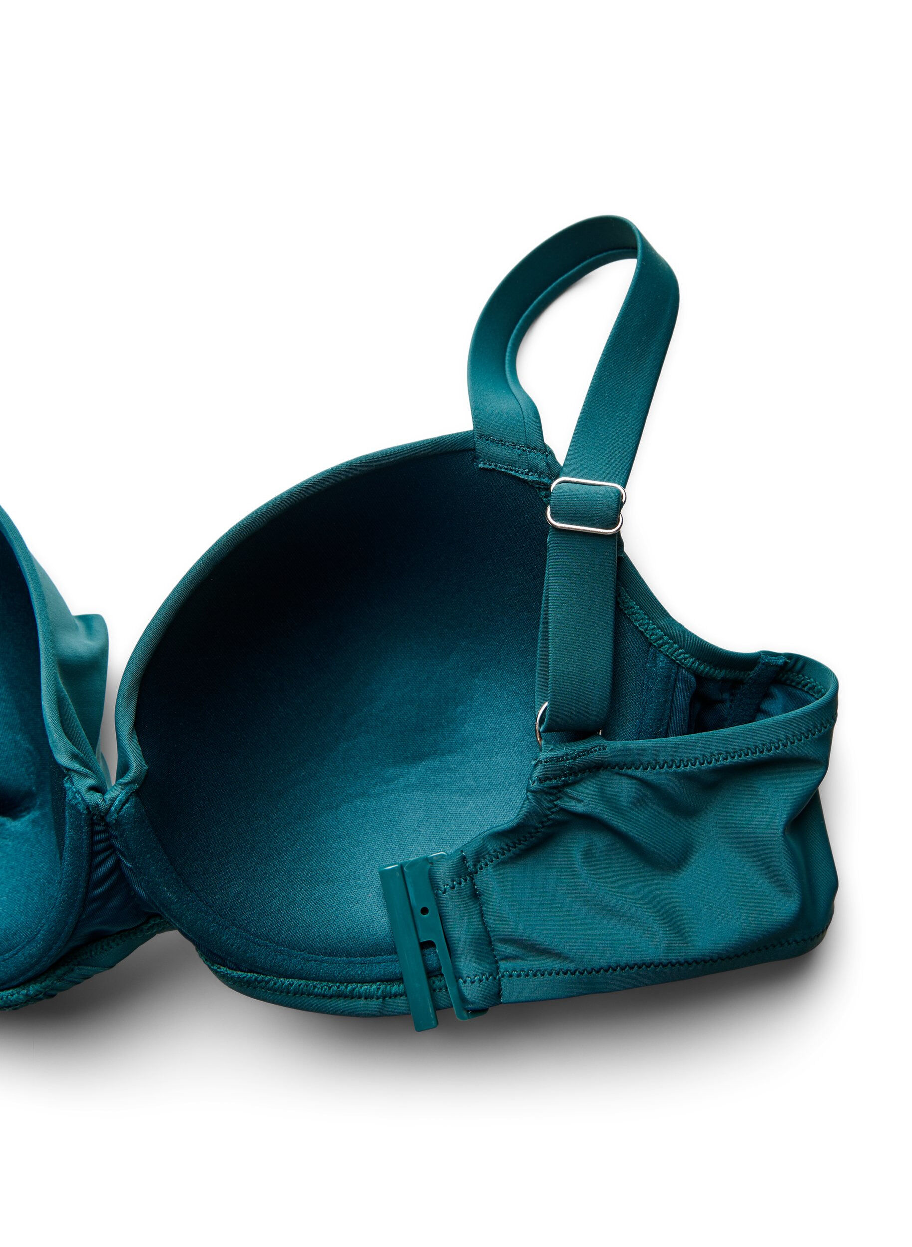 Zizzi Bikini top met beugel en plooien, Groen, Packshot image number 3