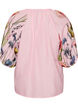 Blouse met bloemenprint mouwen en strikdetail, Roze, Packshot image number 1