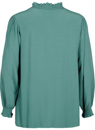 Viscose shirt blouse met met lange mouwen, Sea Pine, Packshot image number 1