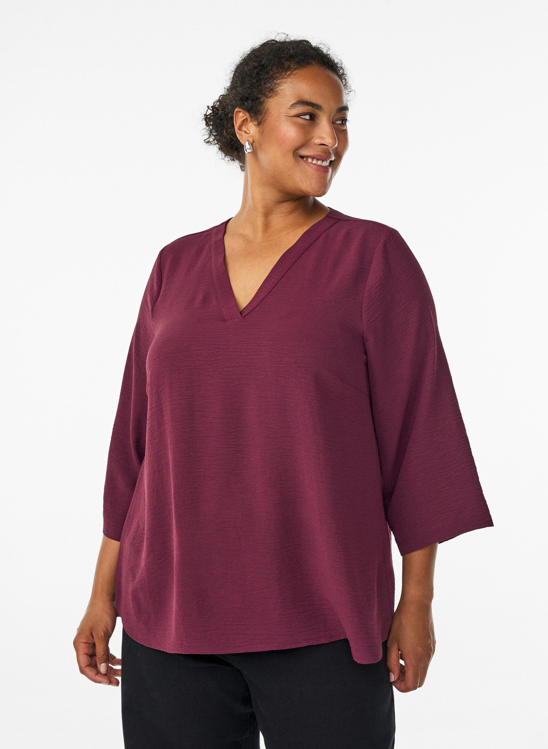 ZizziBlouse met 3/4 mouwen, Donker Bordeaux, Model image number 0