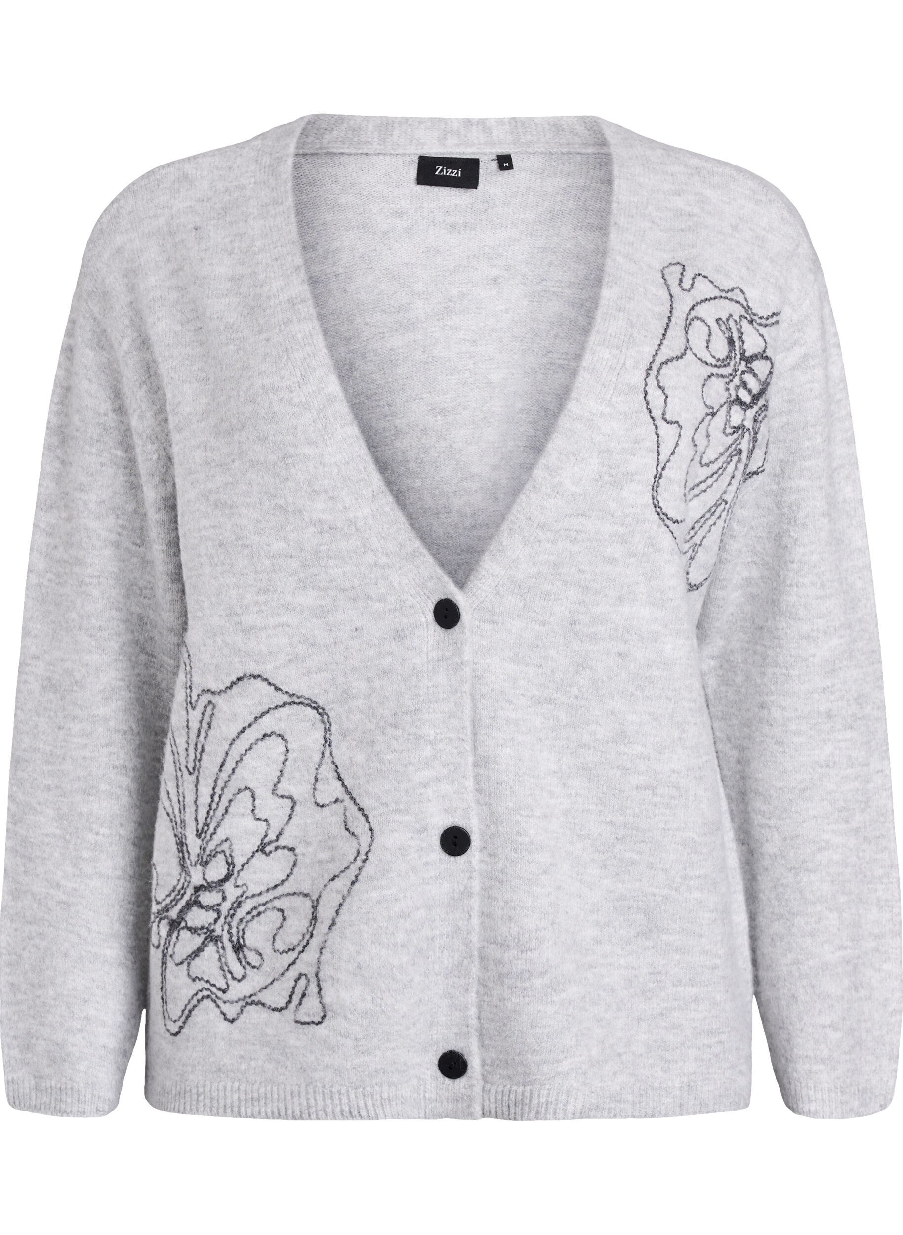 Cardigan met V-hals en geborduurde bloemen