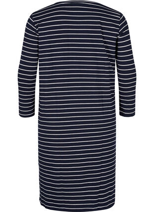 Gestreepte katoenen jurk met split, Blue Stripe, Packshot image number 1