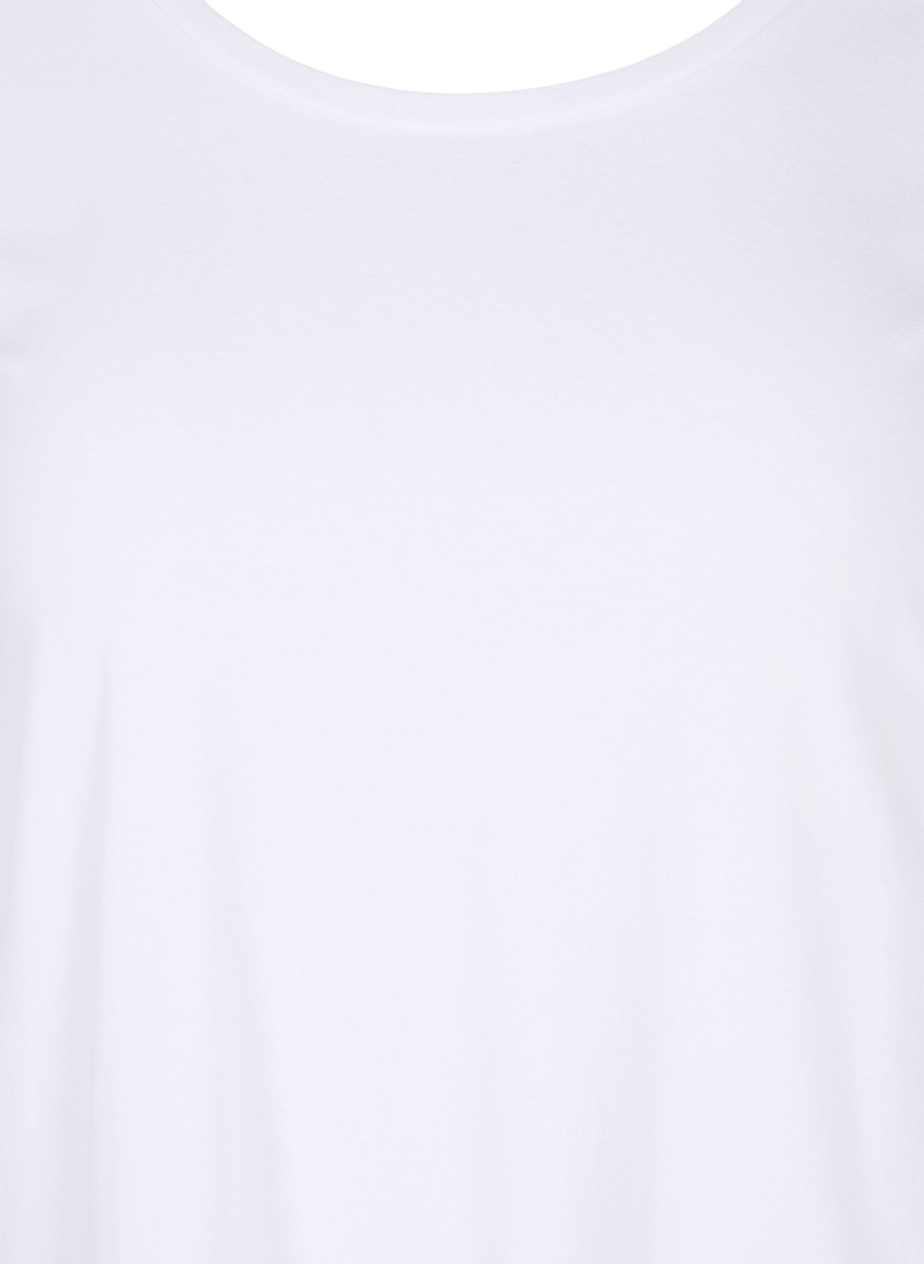 Zizzi Basic t-shirt met driekwartsmouwen, Bright White, Packshot image number 2