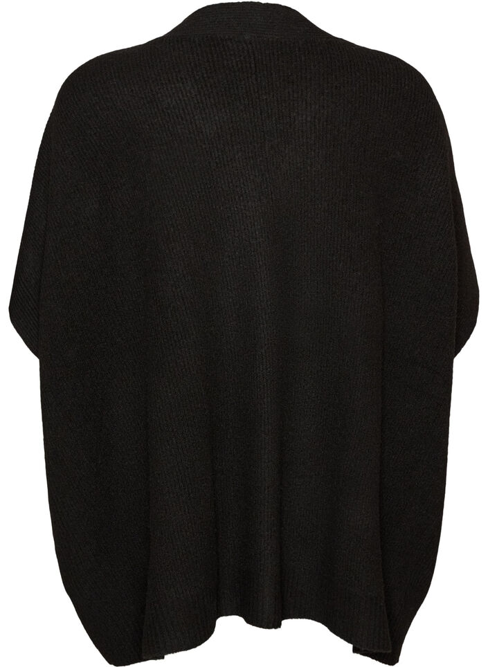 Cardigan met open voorkant en wijde mouwen, Zwart, Packshot image number 1