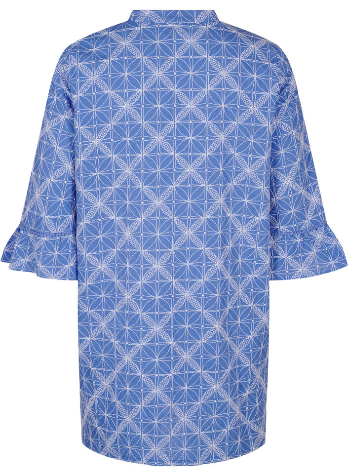 Tuniek met borduursel en strikdetail, Blauw, Packshot image number 1