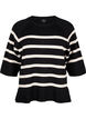 Gebreide blouse met 3/4 mouwen en strepen, Black Birch Stripes, Packshot image number 0