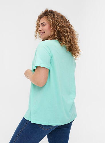 Katoenen t-shirt met v-hals en print, Cabbage, Model image number 1