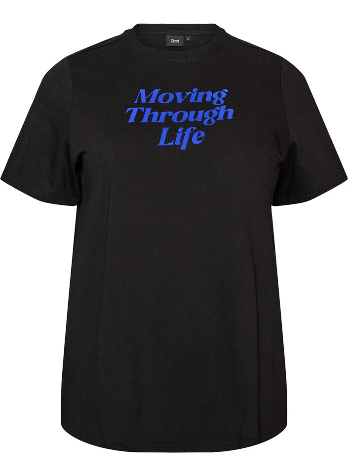Katoenen T-shirt met tekstprint, Zwart, Packshot image number 0