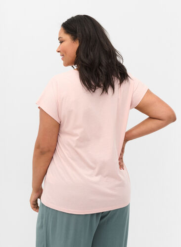 T-shirt met mix van katoen, Rose Smoke, Model image number 1
