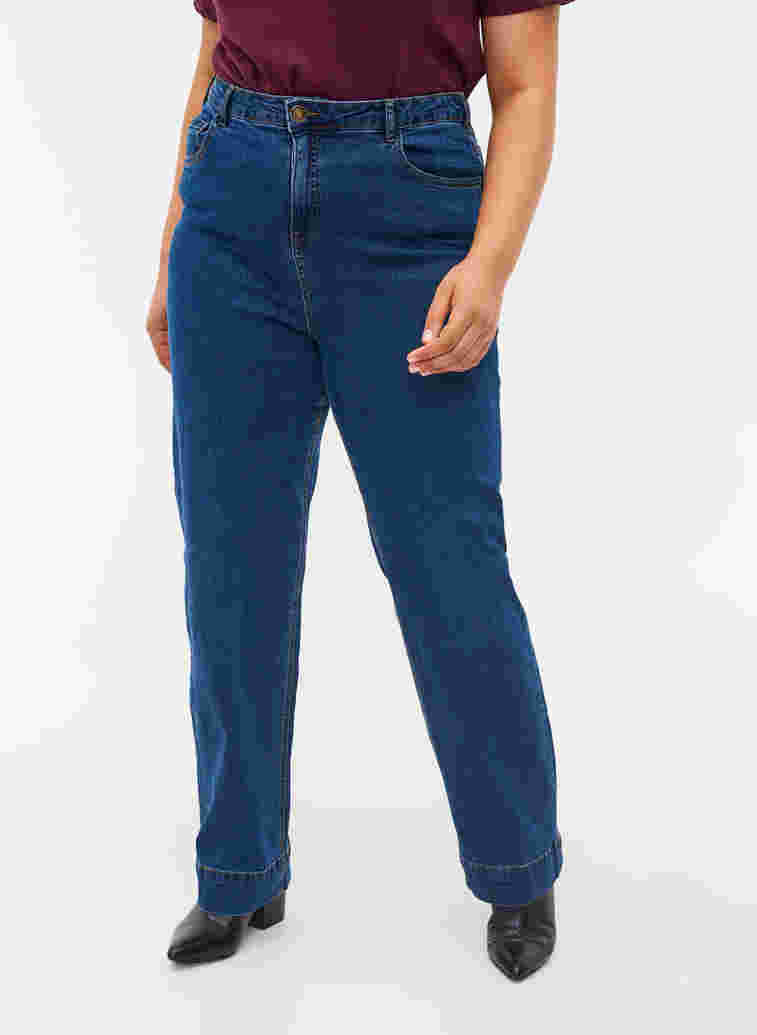 Regular fit Megan jeans met extra hoge taille, Blue denim, Model image number 2