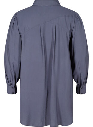 Lange blouse in effen kleur en viscosemix, Odysses Gray, Packshot image number 1