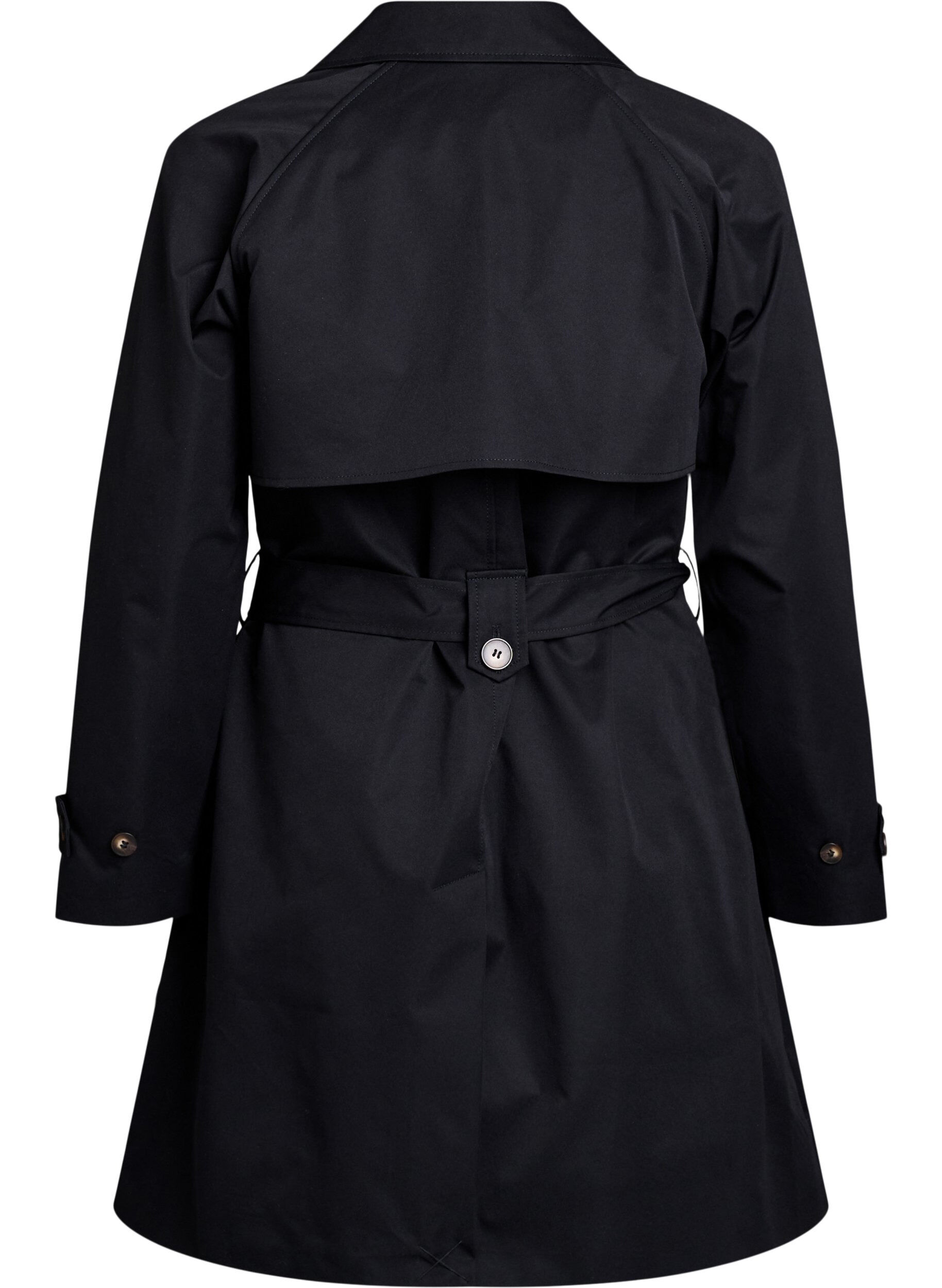 Zizzi Halflange trenchcoat met ceintuur, Black, Packshot image number 1