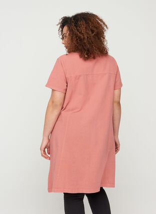 Katoenen jurk met korte mouwen, Canyon Rose , Model image number 1