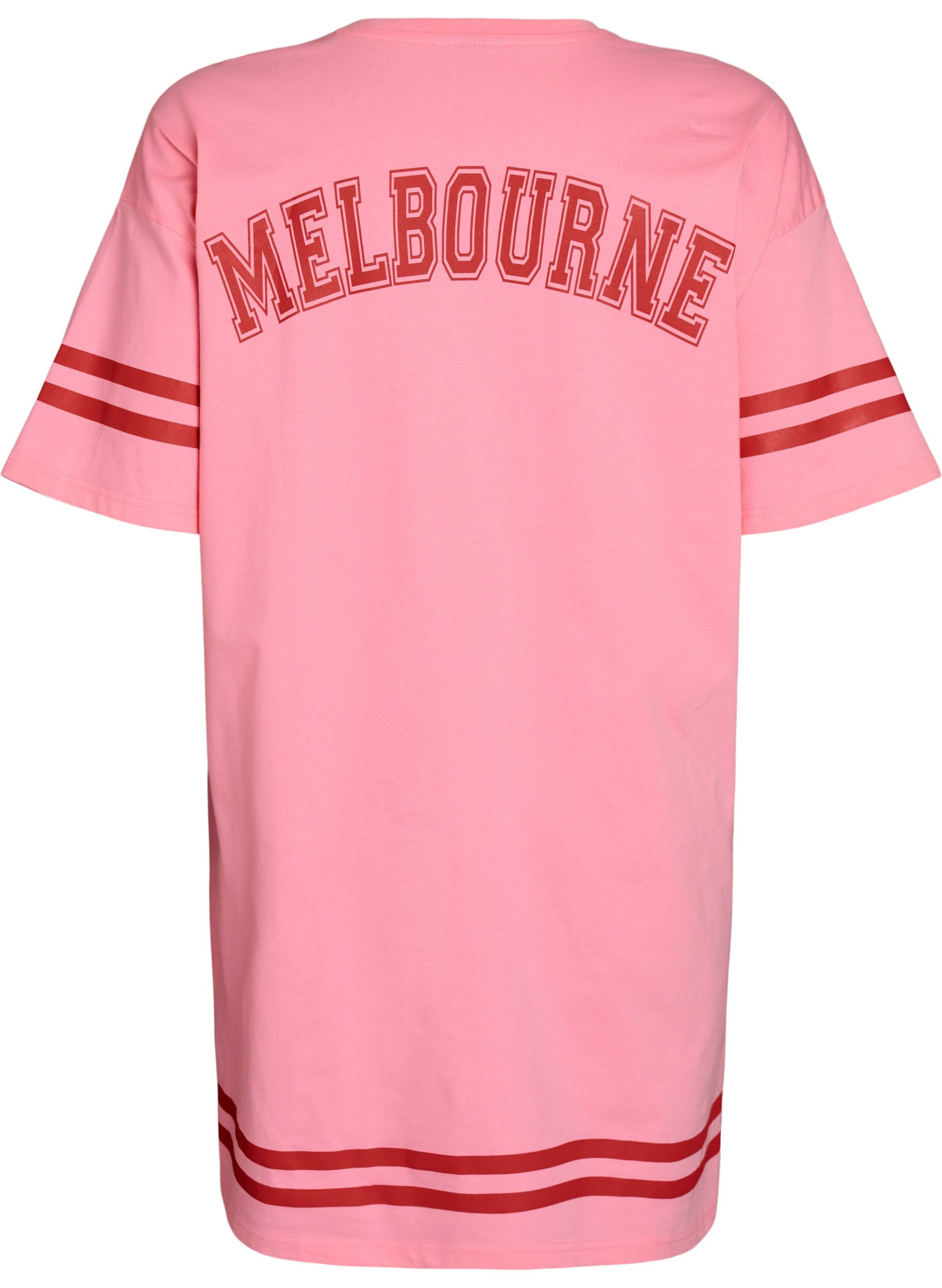 Zizzi Kort T-shirtjurkje met sportieve details, Roze, Packshot image number 1