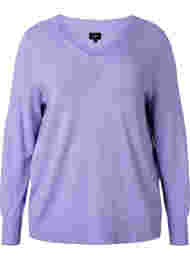 Gebreide blouse van viscose met v-hals, Lavender
