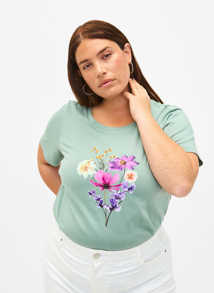 T-shirts met bloemenmotief, Chinois G. w. Flower, Model image number 0