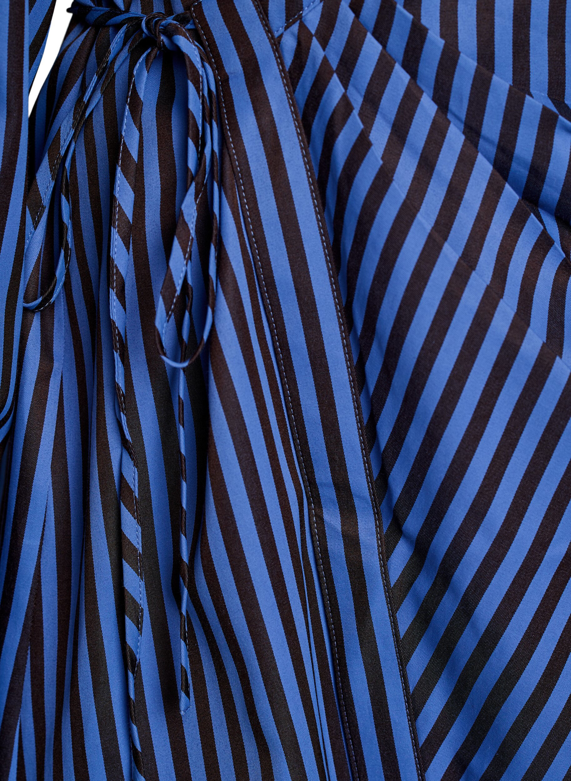 ZizziGestreept shirt met wikkel-effect en een strikceintuur, Blauw, Packshot image number 3