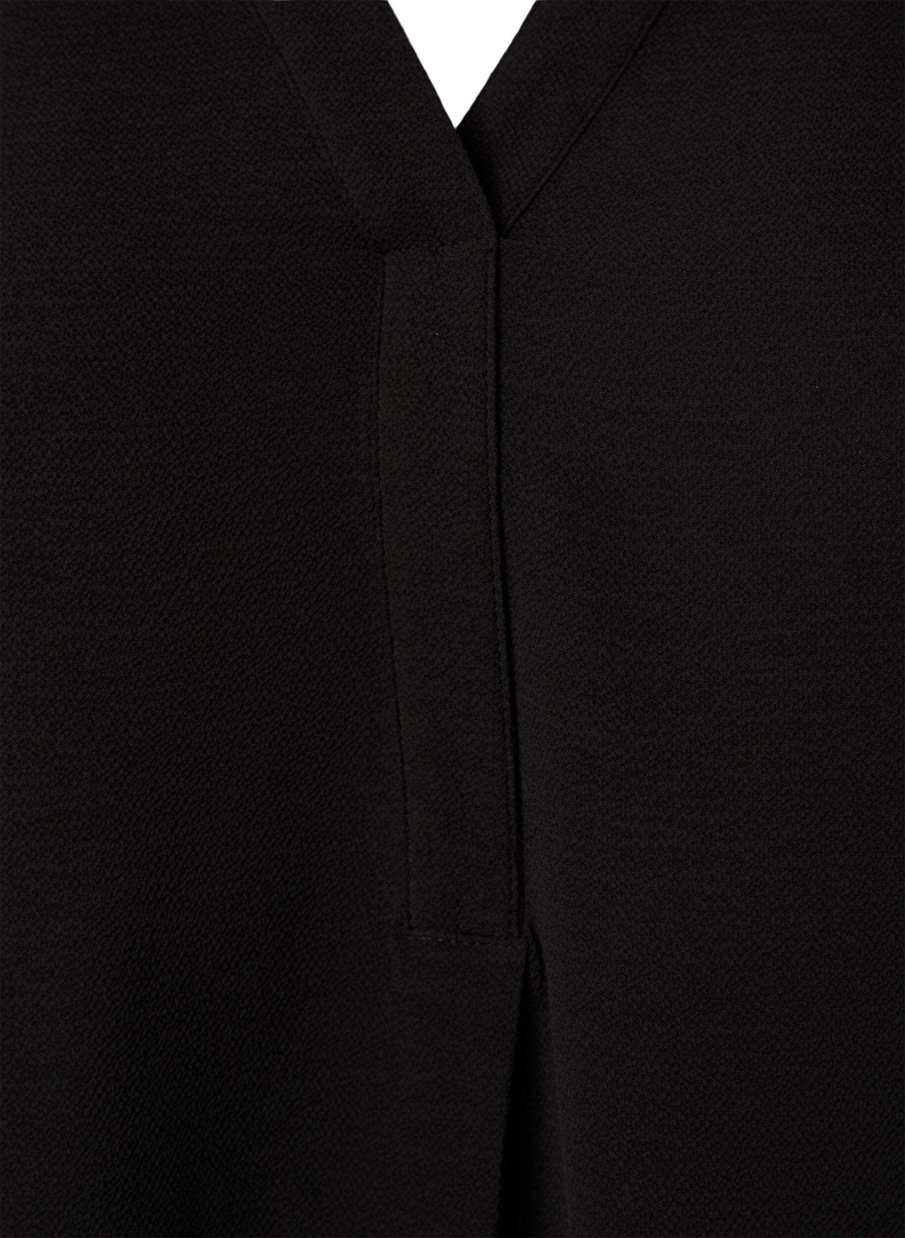 Zizzi Effen blouse met v-hals, Black, Packshot image number 2