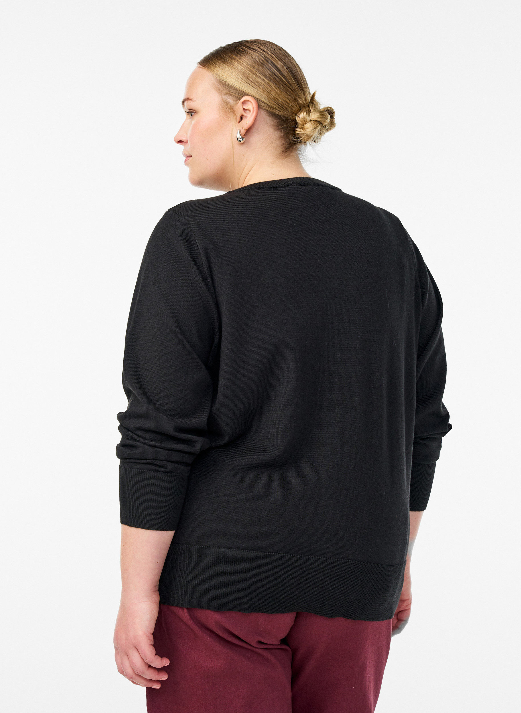 ZizziFijngebreide vest met ronde hals, Zwart, Model image number 2