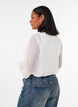 Overhemdblouse met kanten inzet en stippenpatroon, Vanille, Model image number 2