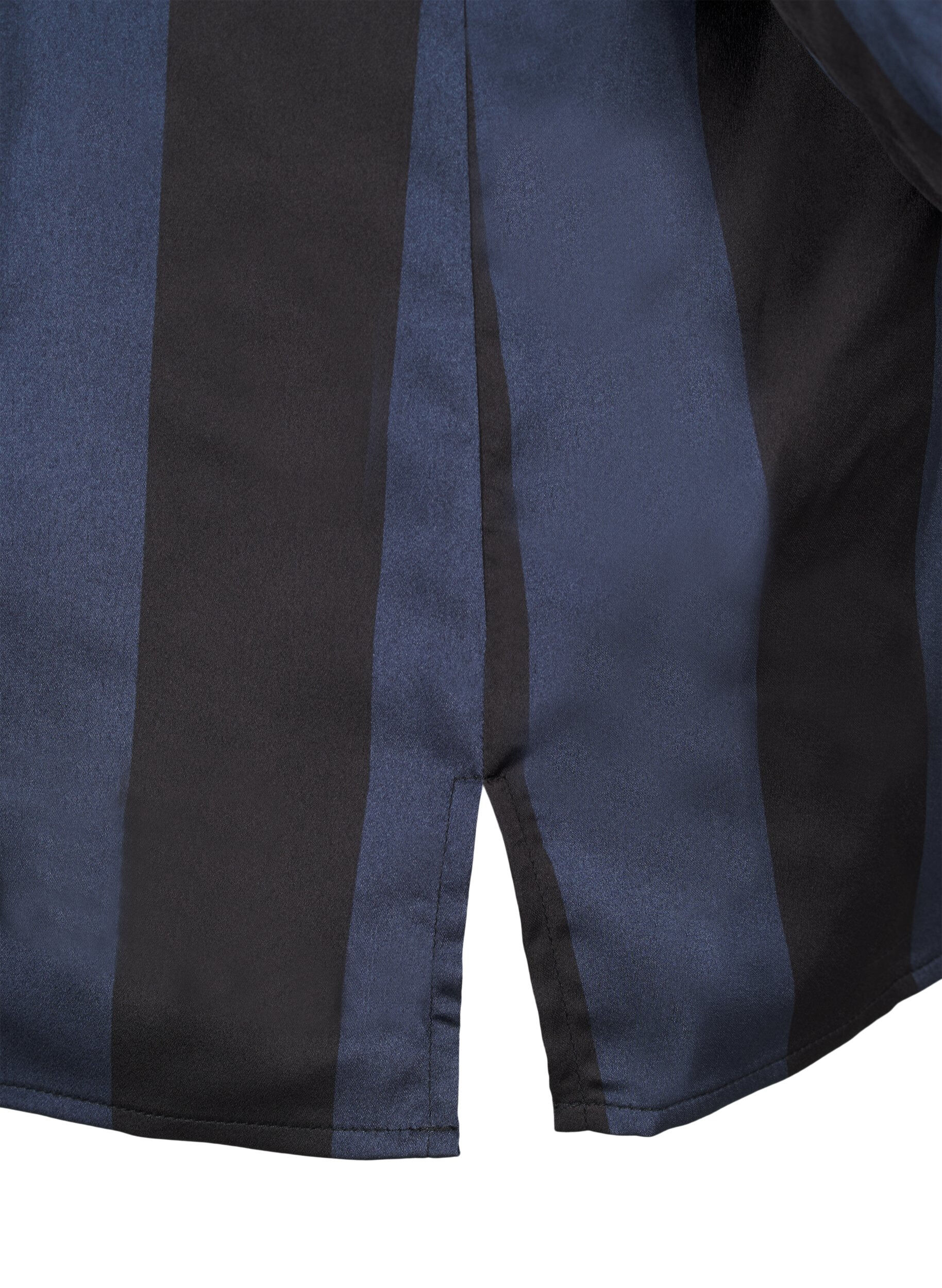 Zizzi Satijnen overhemd met strepen, Spellbound w. Black, Packshot image number 3