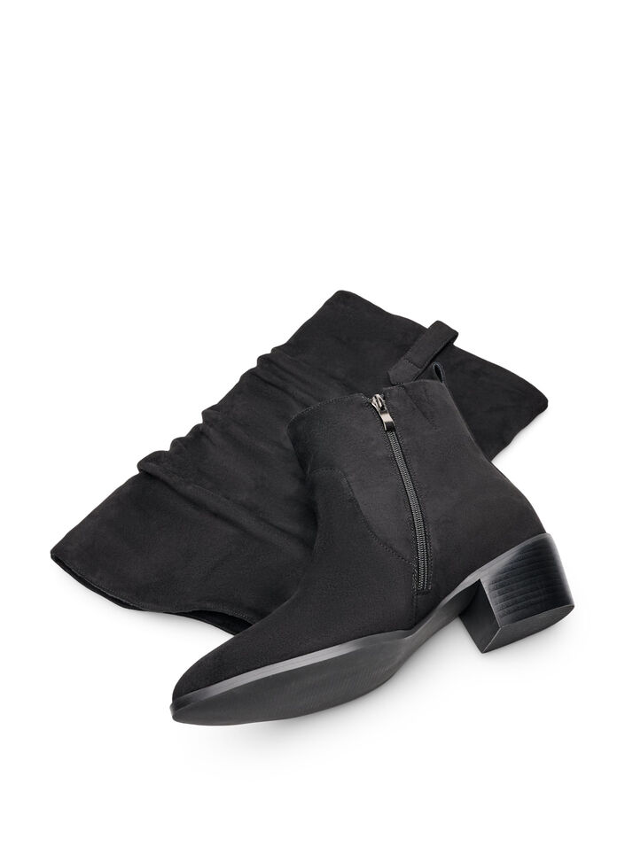 Lange laars met su&egrave;de-look en een afneembare schacht, Zwart, Packshot image number 2