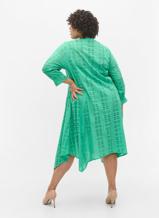 Katoenen jurk met borduursel anglaise, Holly Green, Model image number 1