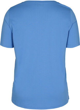 T-shirt in biologisch katoen met v-hals, Ultramarine, Packshot image number 1
