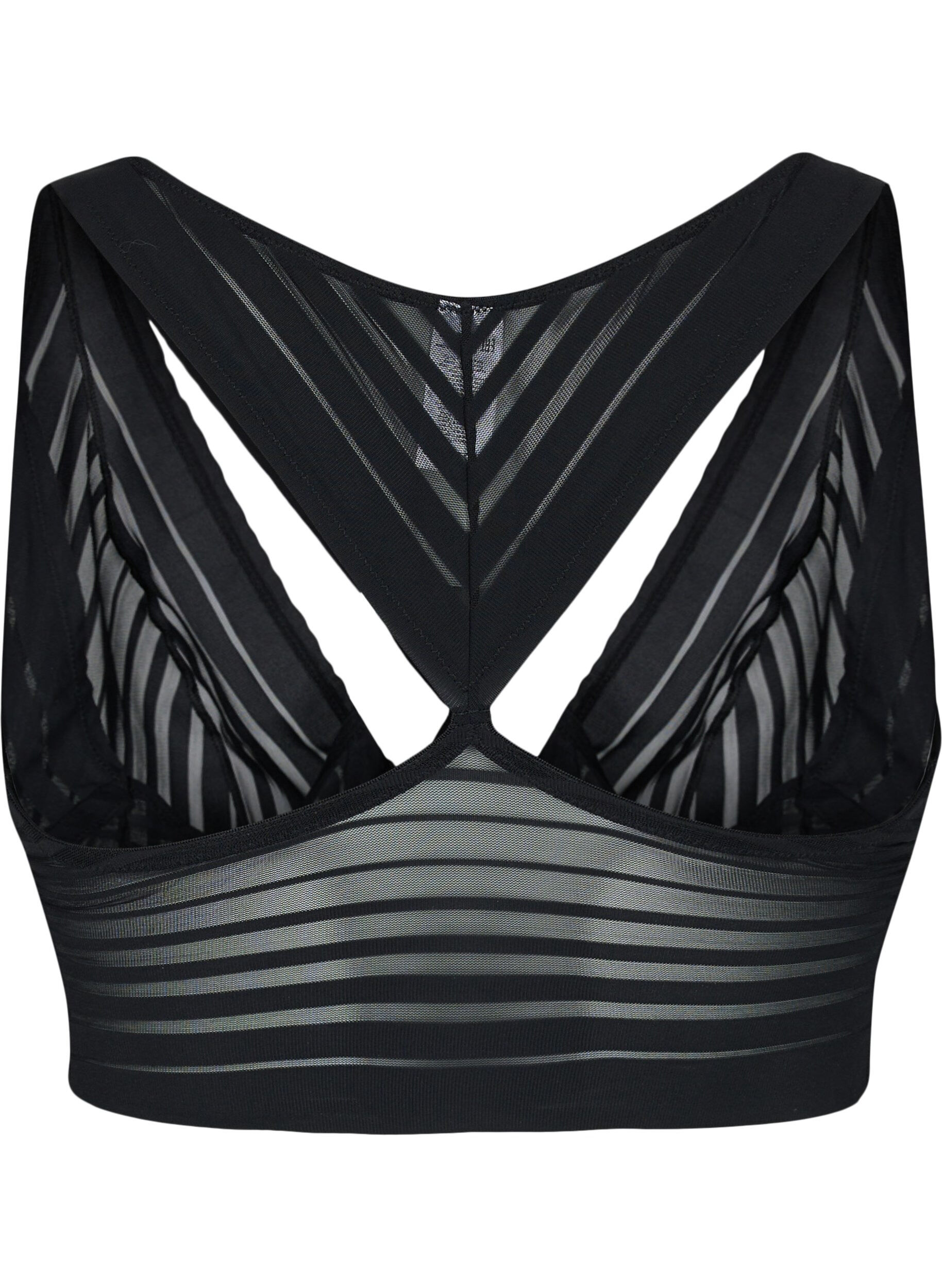 Zizzi Bh in gestreept mesh, Black, Packshot image number 1