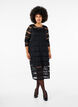 Midi-jurk met kant en doorschijnend mesh, Black, Model image number 0