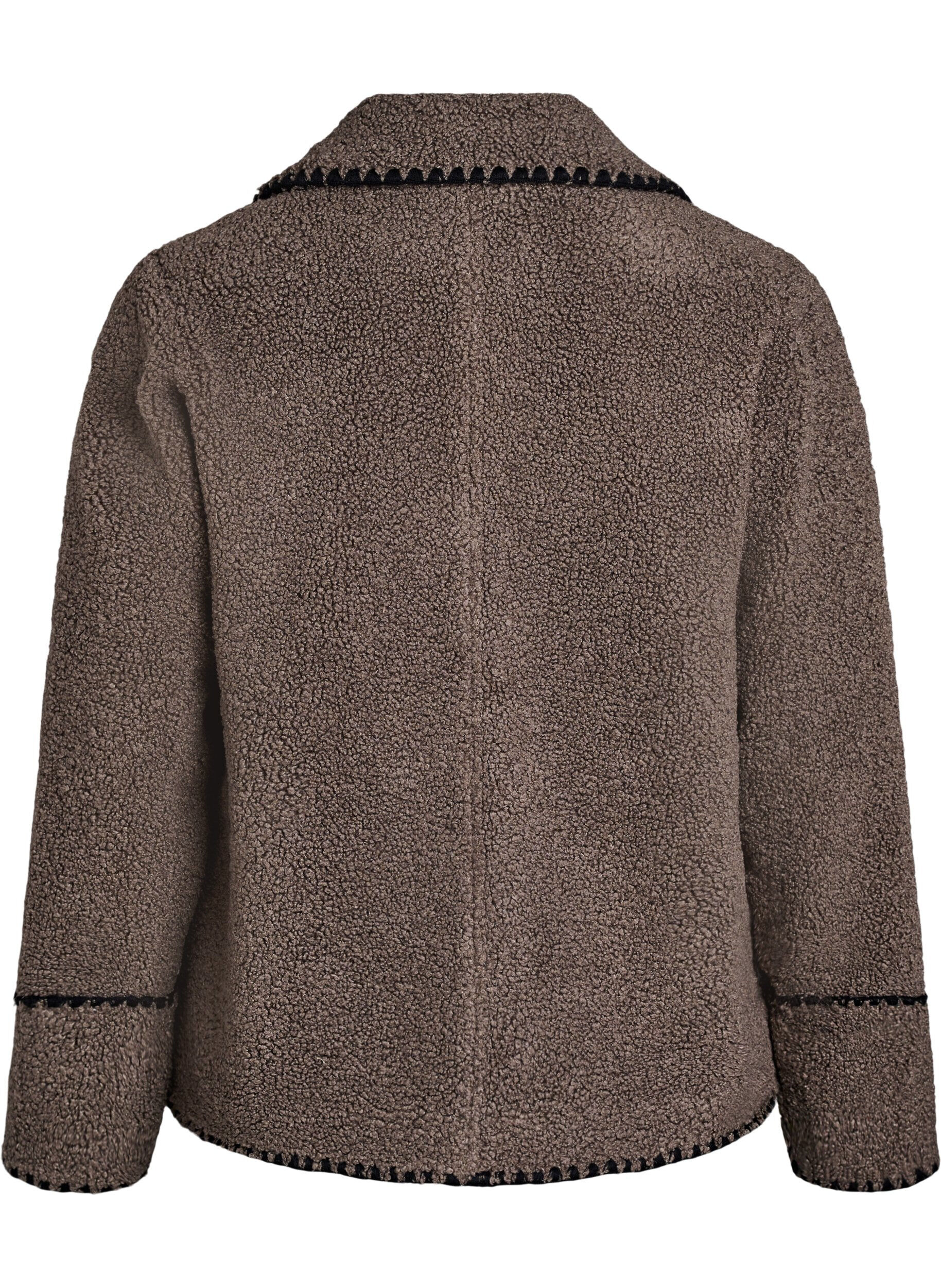 ZizziTeddy jas met contrast details, Bruin, Packshot image number 1