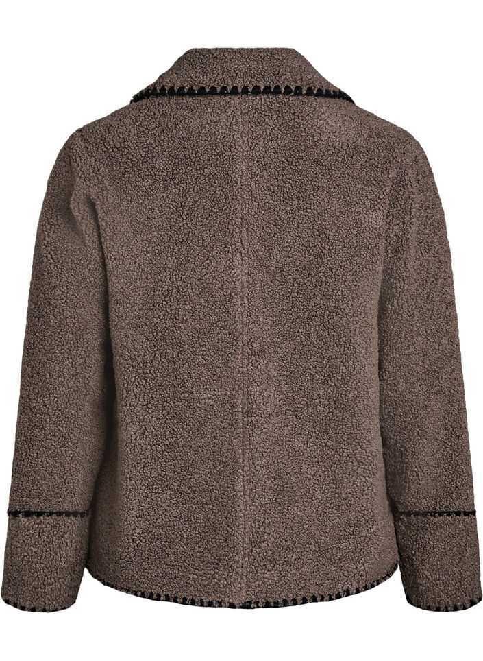 Teddy jas met contrast details, Bruin, Packshot image number 1