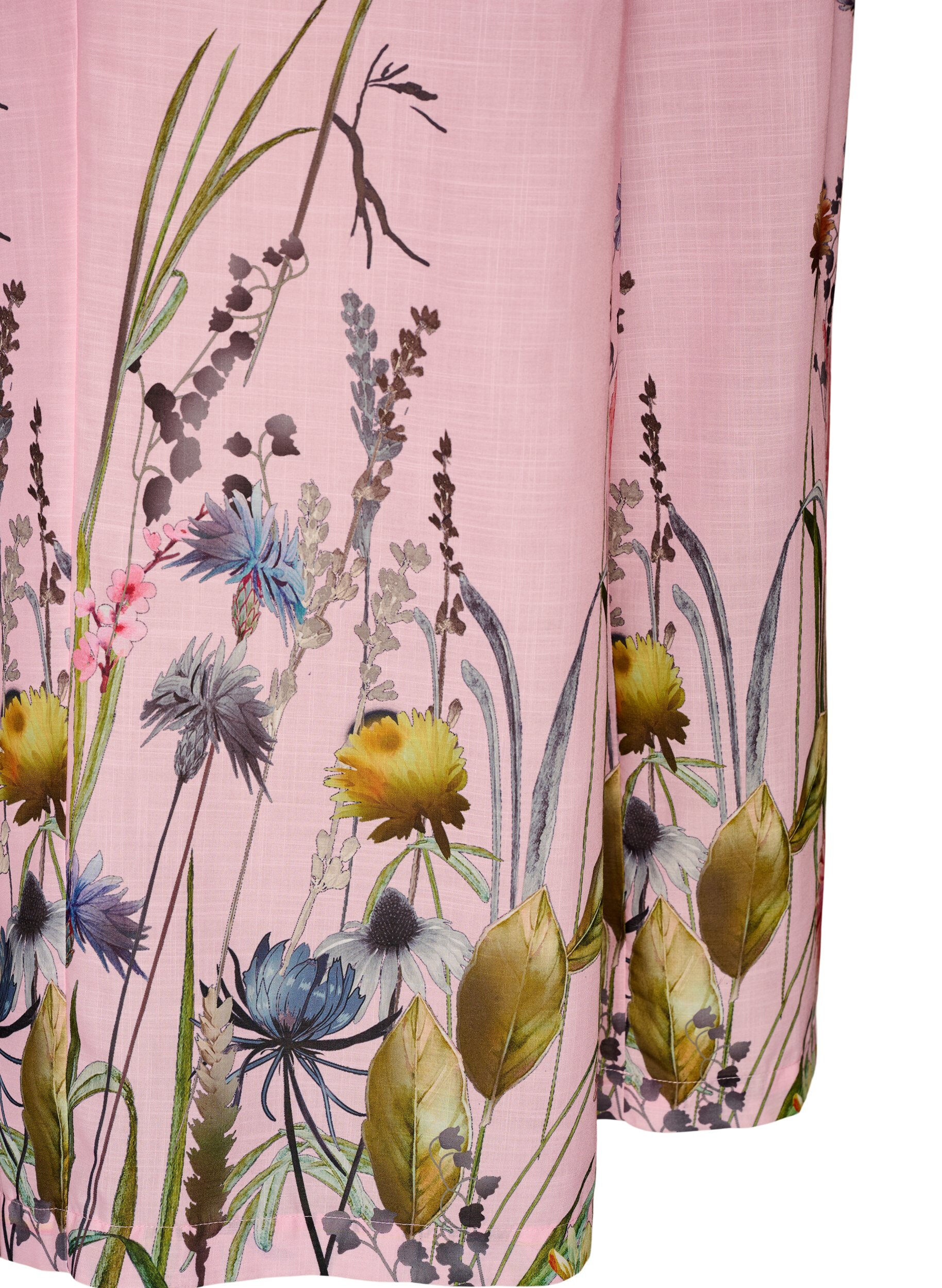 Zizzi Broek met bloemenprint en wijde pijpen, Roze, Packshot image number 3