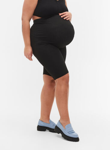 Strakke katoenen zwangerschapsshort, Black, Model image number 2
