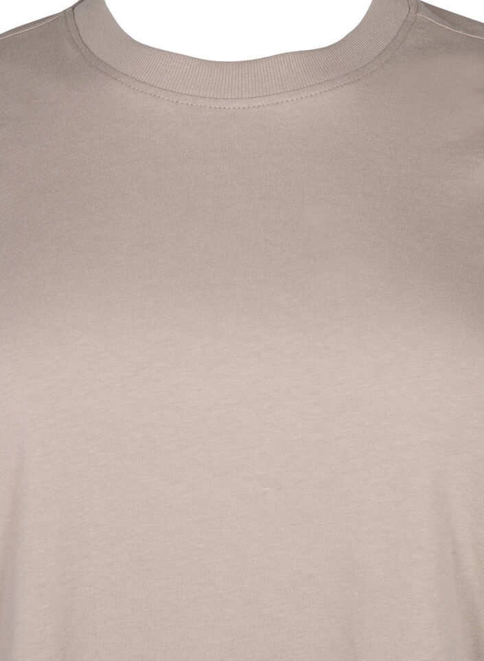 Basic katoenen T-shirt met ronde hals, Beige, Packshot image number 2