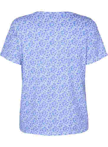 Gebloemd katoenen t-shirt met v-hals, Ultramarine AOP, Packshot image number 1