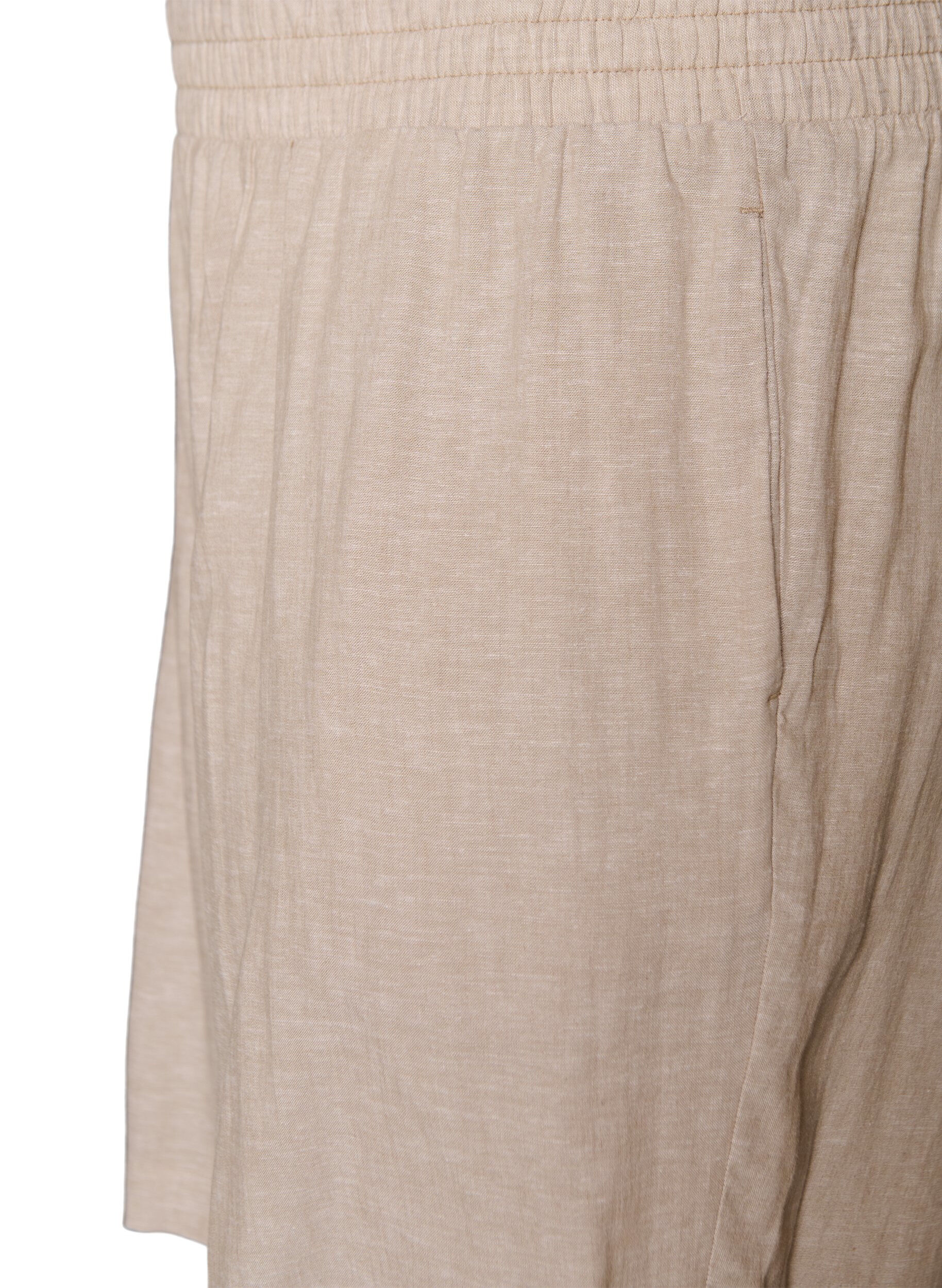 Zizzi Shorts met hoge taille in linnen en viscose, Beige, Packshot image number 2