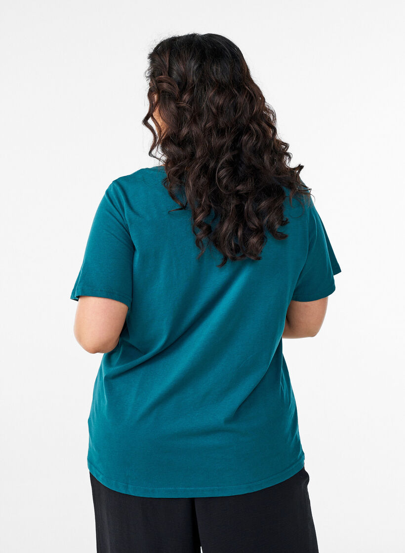 T-shirt met V-hals, Groen, Model image number 2