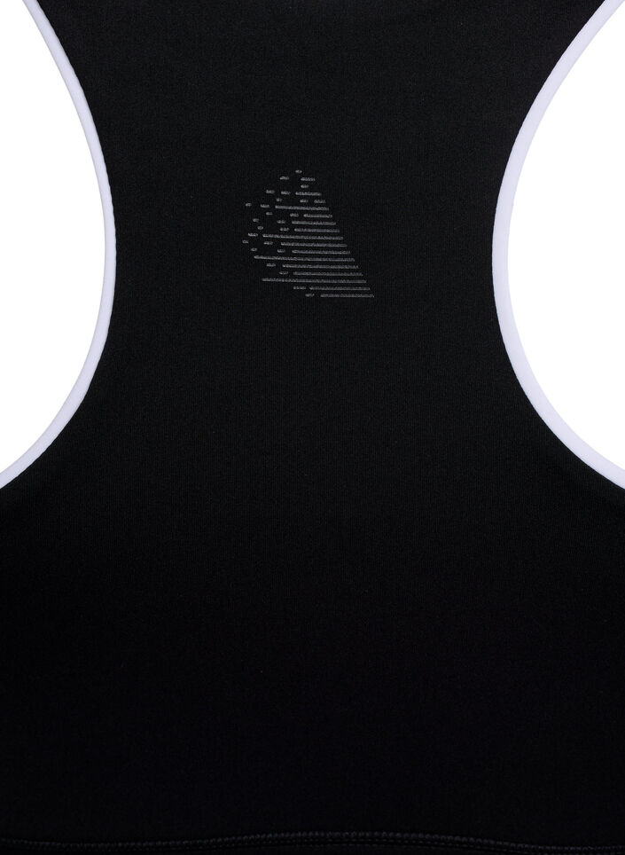 Racerback sport-bh met contrasterende biezen, Zwart, Packshot image number 3