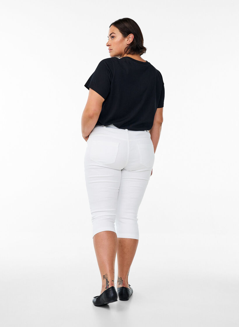 High waist Amy capri jeans met super slim fit, Wit, Model image number 1