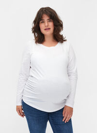 Basic zwangerschapstop met lange mouwen , White, Model