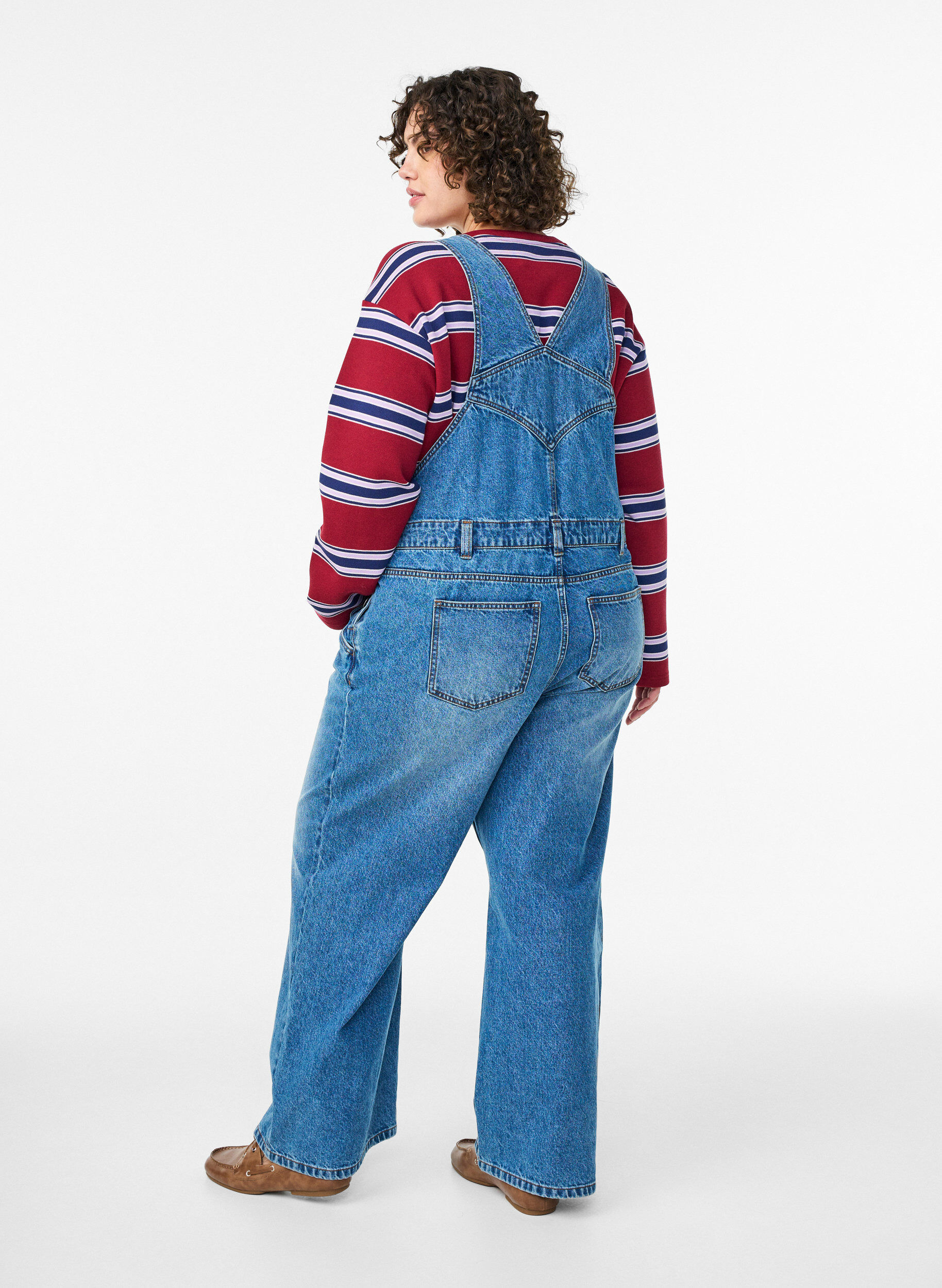Zizzi Denim overall met wijde pijpen, Blauw, Model image number 1