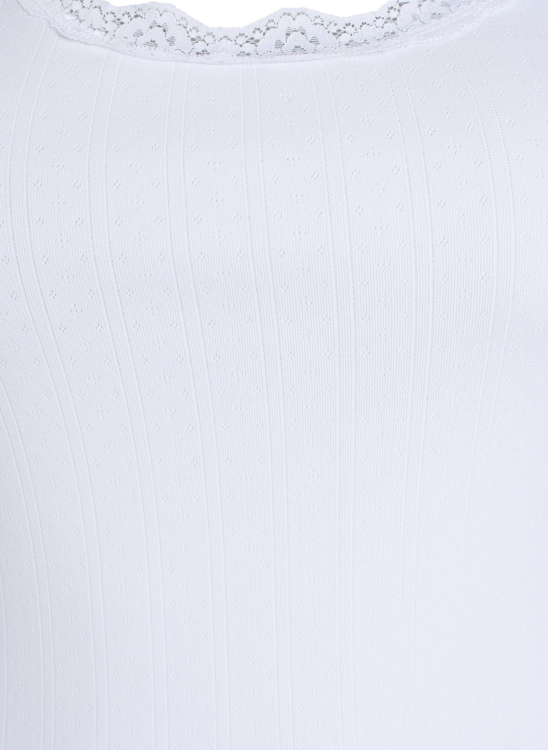 Zizzi Tanktop met kant en broderie anglaise, Wit, Packshot image number 2