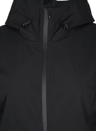 Lange shell jas met zakken en capuchon, Black w/Black, Packshot image number 2
