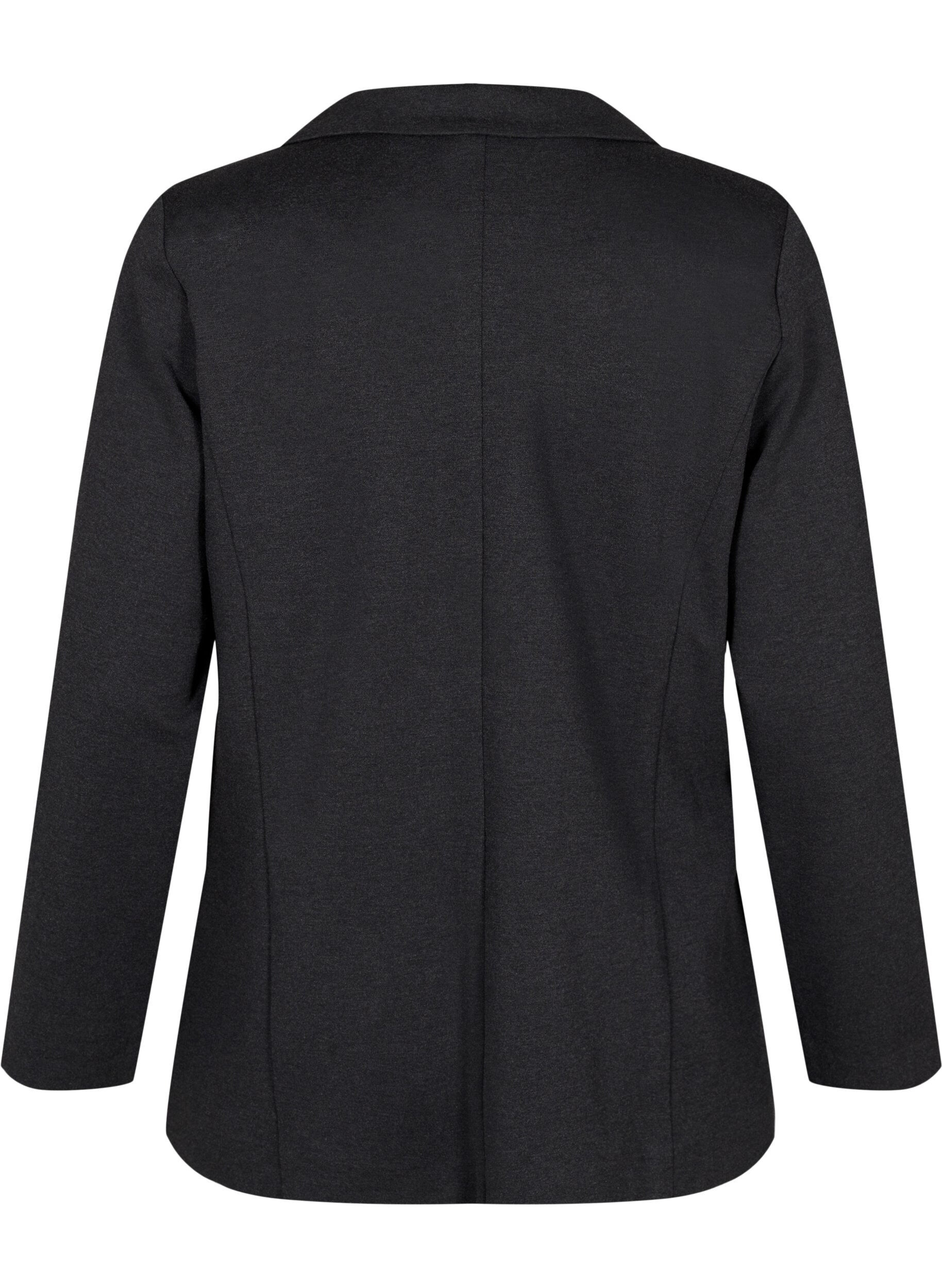 Zizzi Basic blazer met knoop en sierzakken, Grijs, Packshot image number 1