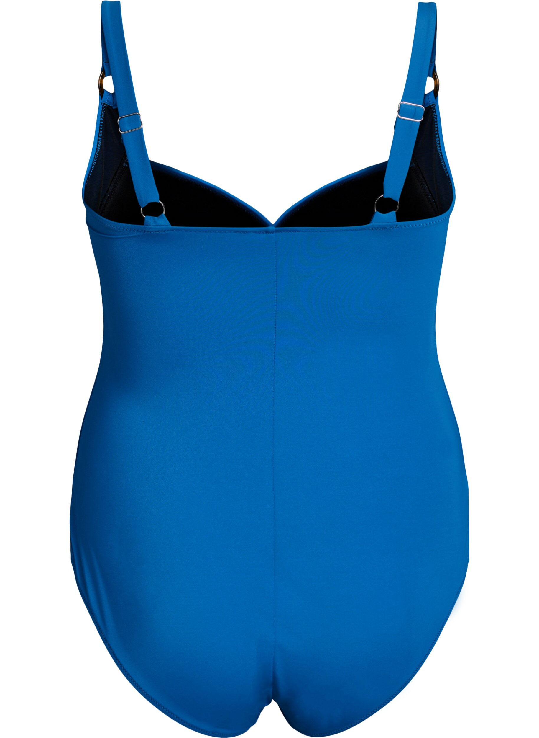 Zizzi Gewatteerd badpak met draperie, Blauw, Packshot image number 1