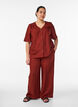 Overhemd blouse met V-hals en korte mouwen, Rood, Model image number 1